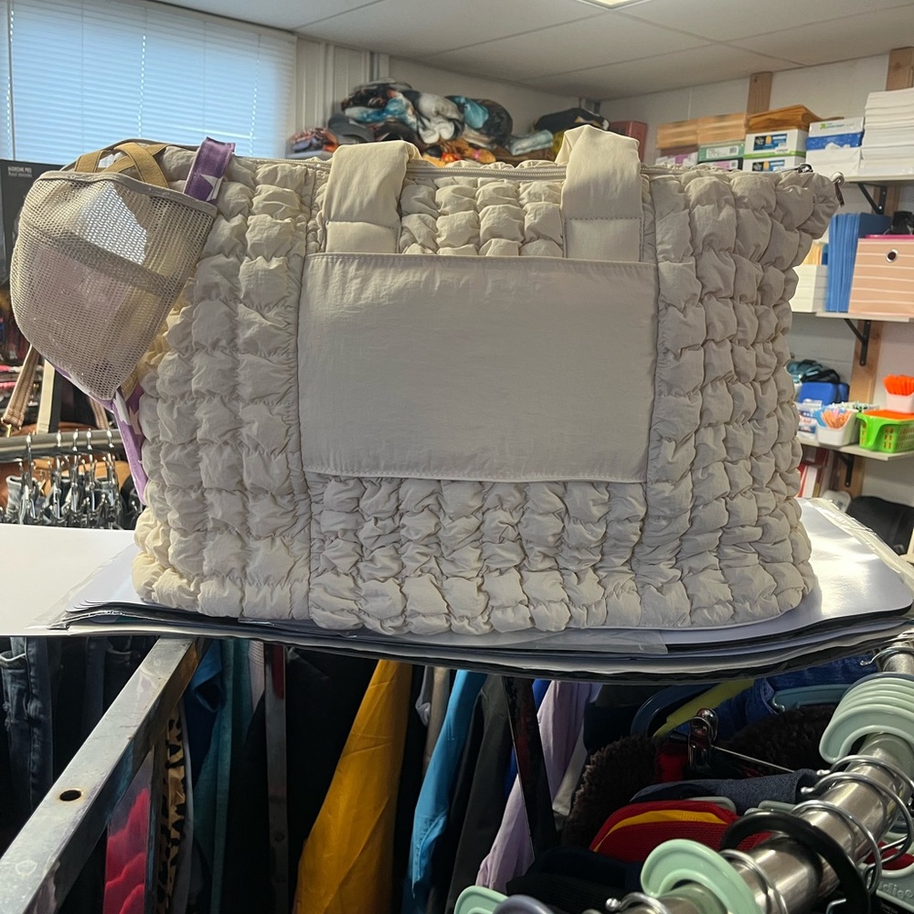 Cream Quilted Tote Bag